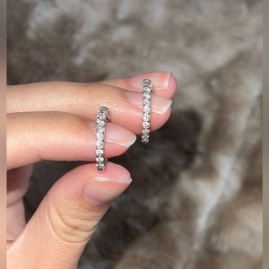 Genuine diamond eternity inside out hoop earrings